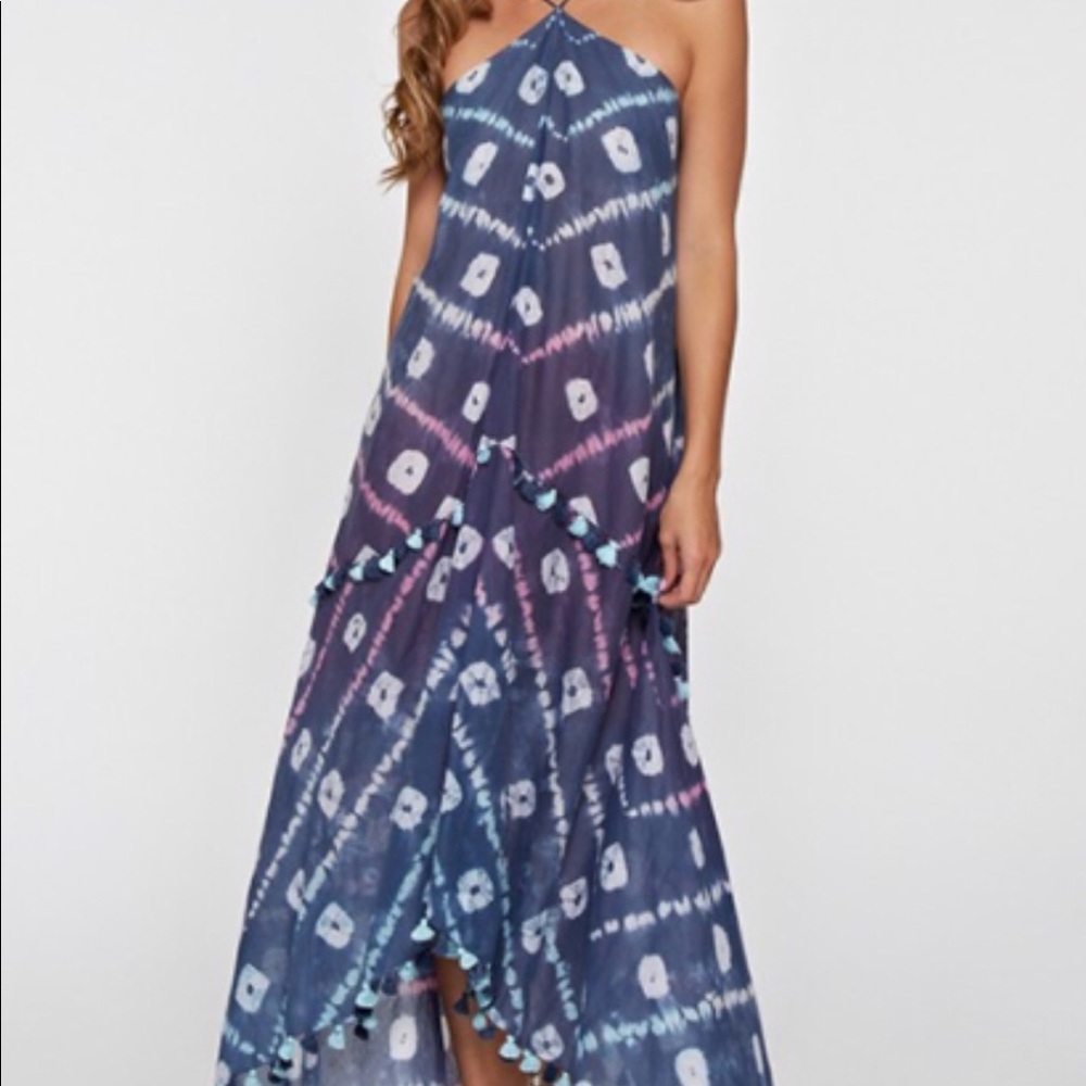 SOLD!Printed Flowy Maxi Dress with Tassels detail!